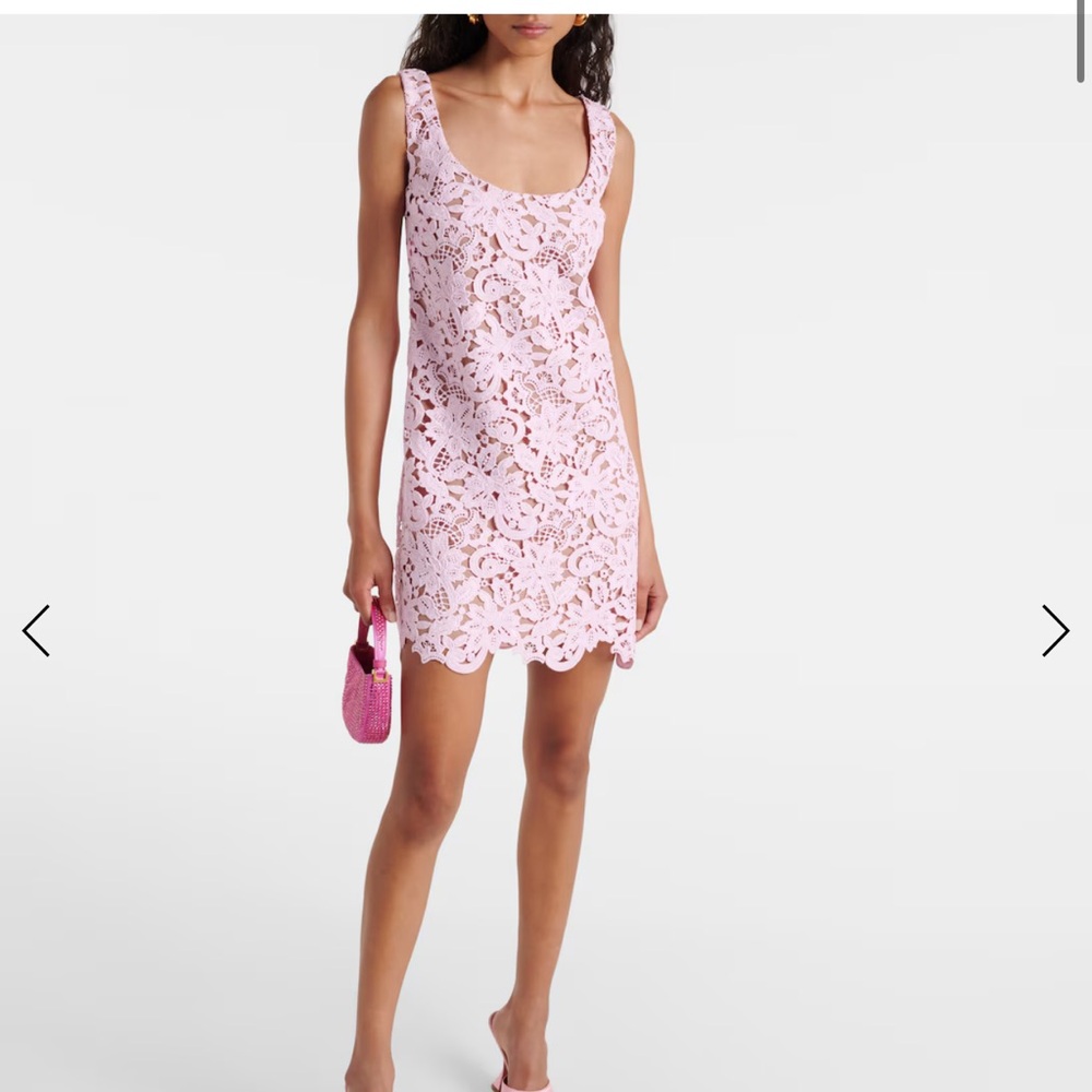 Self-Portrait Pink Crochet Backless Midi Dress